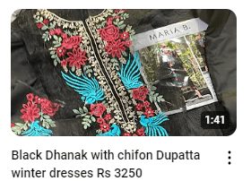 Black Dhanak Embroidered Partywear Demo Video