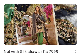 Pakistani Net Dress with Silk Shalwar Video