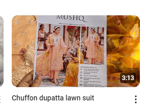 Peach Lawn Chikan Kari Embroidered With Chiffon Dupatta