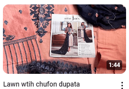 Peach Lawn Neck Embroidered With Chiffon Dupatta