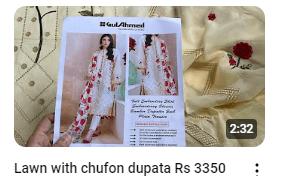 Skin Lawn Neck Embroidered With Chiffon Dupatta Dress Video