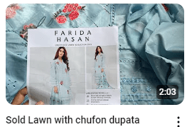 Sky Blue Lawn Chikan Kari Embroidered With Chiffon Dupatta Video