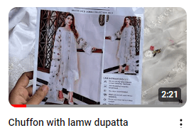 White Lawn Chikan Kari Embroidered With Chiffon Dupatta Dress Video