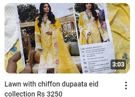 Yellow Lawn Neck Embroidered With Chiffon Dupatta Dress Video