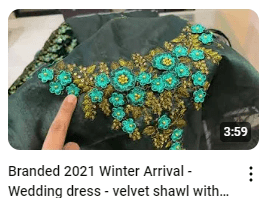 Dark Green Raw Silk Embroidered With Velvet Shawl Maxy Demo Video