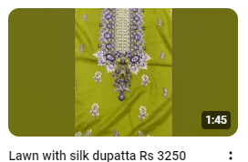 Lawn Neck Embroidered With Silk Dupatta Dress Video