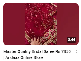 Red Handwork Embroidered Wedding Wear Saree Demo Video